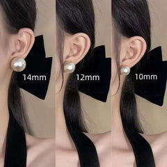 925 Silver Stud Earrings Female Large Pearl Earrings