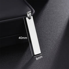 Stainless Steel Long Strip Military Laser Lettering Necklace