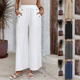 Women's Casual Pants Elastic High Waist Loose Solid Color Wide-leg Pants
