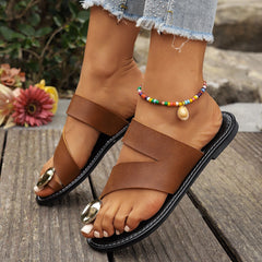Round-toe Sandles Toe Covering Comfortable Flat Sandals
