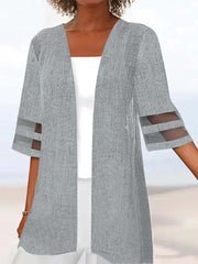 Hollow-out Sleeves Cotton And Linen Non-buckle Cardigan Cape Coat