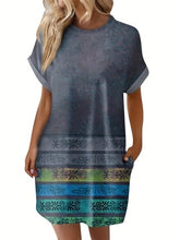 Short Sleeve Printed Pocket Dress