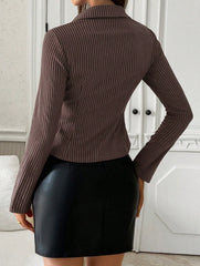 Women's Striped Button-Down Long Sleeve Casual Shirt