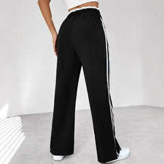 European And American Black Sports Straight Pants Leisure Commute
