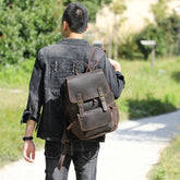 Crazy Horse Leather Backpack Men's Handmade Classic