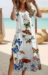 Short Sleeve Printed Pocket Dress