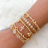 Heart Cross Zircon Bead Bracelet