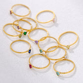 12-color Birthday Stone Birthday Stone Peach Heart Zircon Ring