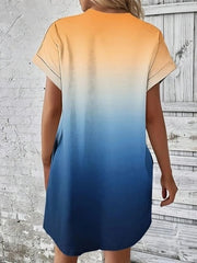 Short Sleeve Printed Pocket Dress