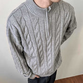 Loose Feeling Old Money British Half Zipper Heavy Sweater