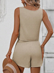 Fashion Casual Women's Solid Color Short Sleeve Suit