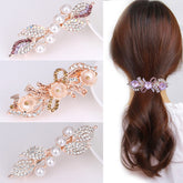 Simple Pearl Alloy Large Bow Hairpin Headdress