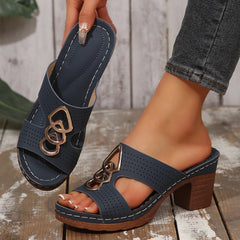 Wedge Platform Slippers Women's Shoes Chunky Heel Platform Fish Mouth I-shaped