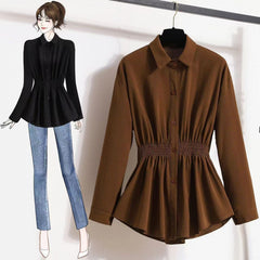 Women's Long Sleeve Casual Fat Hiding Top