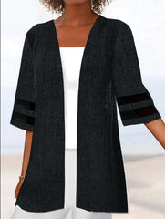 Hollow-out Sleeves Cotton And Linen Non-buckle Cardigan Cape Coat
