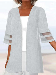 Hollow-out Sleeves Cotton And Linen Non-buckle Cardigan Cape Coat