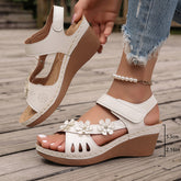 Women's Hollow-out Flower Platform Plus Size Wedge Sandals