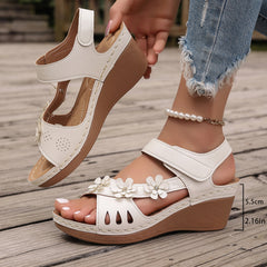 Women's Hollow-out Flower Platform Plus Size Wedge Sandals