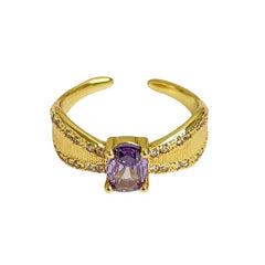 Nine Purple Fire-free Colored Gems Zircon Mid-ancient Brushed Open Ring