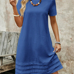 Women's Solid Color Round Neck Short Sleeve Simple Casual Dres