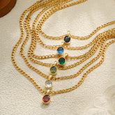 Stainless Steel 18K Gold Color Zircon Necklace Simple