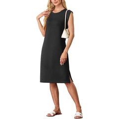 Women's Fashion Round Neck Sleeveless Split Pocket Dress