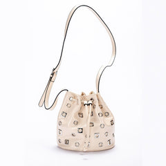 Suede Rivet Bucket Bag Hollow Crossbody Bag