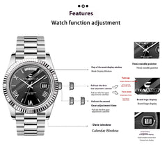 Fashion Men's Watch Steel Band Large Dial Quartz Wrist Watch