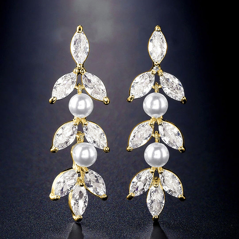 Eardrops Flower Beads Delicate Earrings