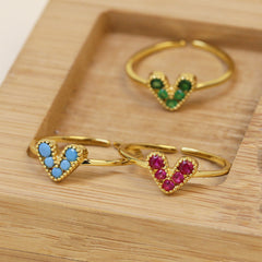 Brass 18K Gold Plated Color Zirconium Love Women's Ring