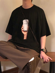 Retro Street Loose High-grade Round Neck Short Sleeve T-shirt Top Men