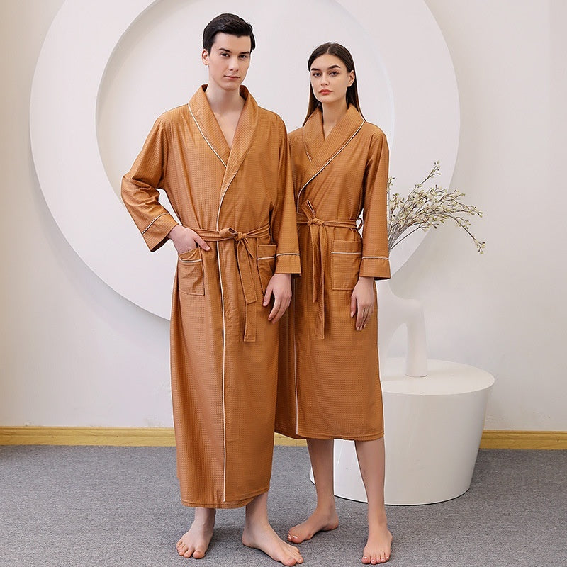 Thin Satin Bathrobe Water-absorbing Quick-drying Couple Nightgown
