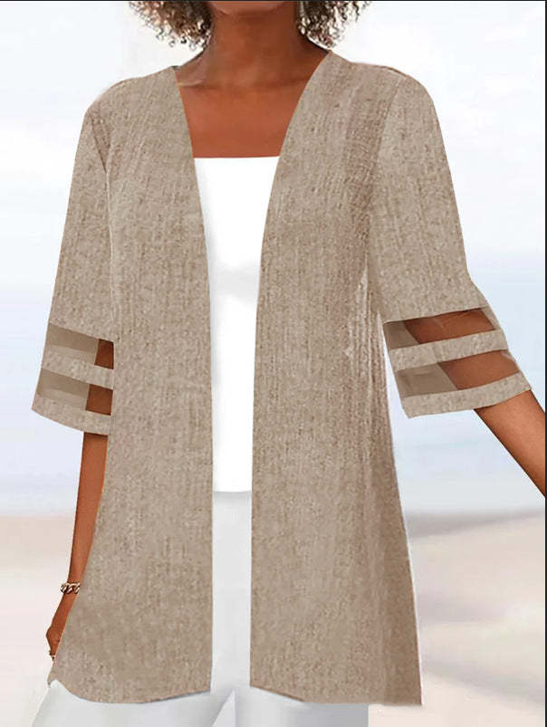 Hollow-out Sleeves Cotton And Linen Non-buckle Cardigan Cape Coat
