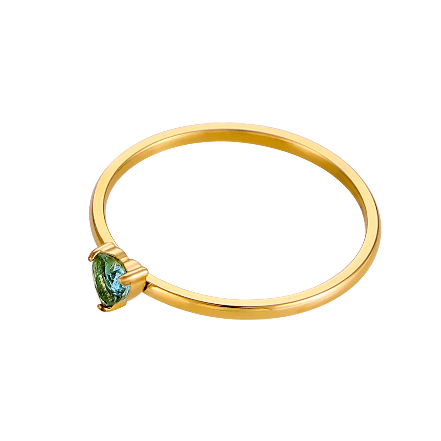 12-color Birthday Stone Birthday Stone Peach Heart Zircon Ring