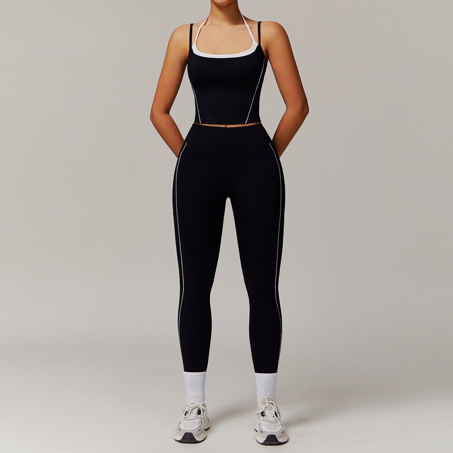 Casual All-match Fitness Fake Two-piece Halter Beauty Back Yoga Suit