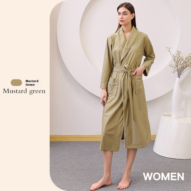 Thin Satin Bathrobe Water-absorbing Quick-drying Couple Nightgown