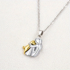 Fashion Little Girl And Dog Hug Necklace