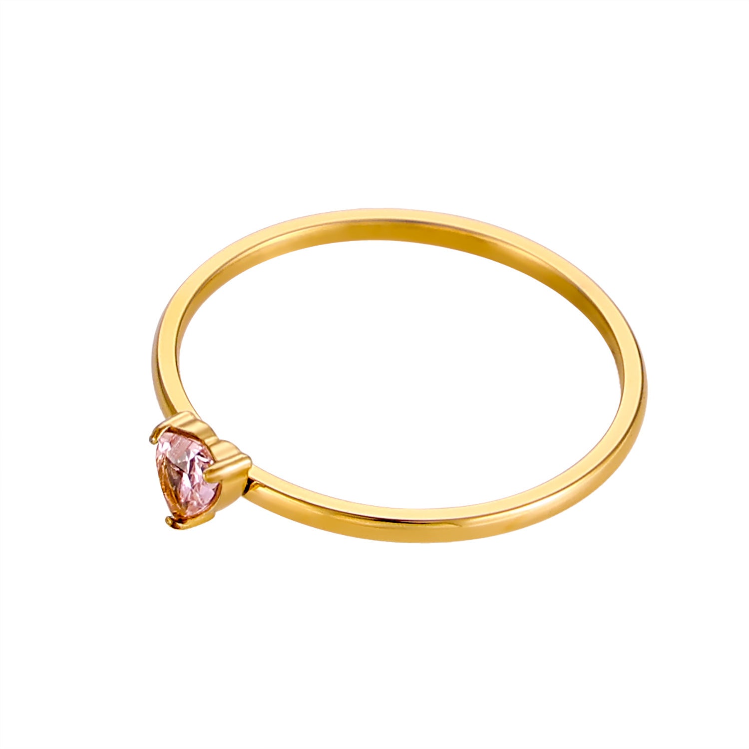 12-color Birthday Stone Birthday Stone Peach Heart Zircon Ring