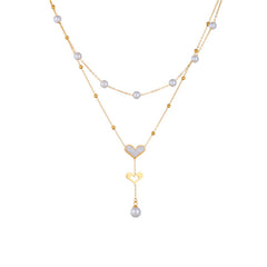 Special-interest Retro Double-layer Chain Pearl Butterfly Tassel Pendant Necklace