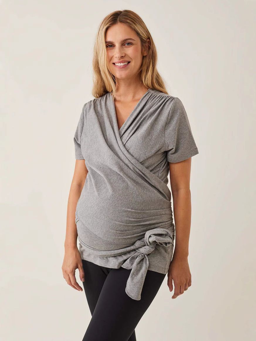 European And American Summer Maternal And Child DDMOMMY Short Sleeve Postpartum Nursing Top