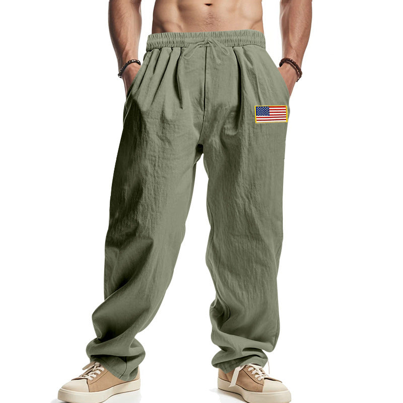 American Spring Men's Linen Hip Hop Machete Wide Leg Trousers