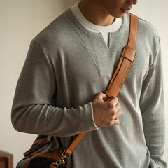 Three-dimensional Waffle Loose False Two Pieces Short Sweater For Men