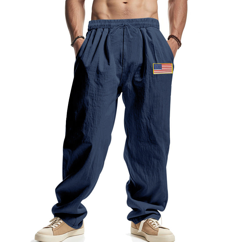 American Spring Men's Linen Hip Hop Machete Wide Leg Trousers