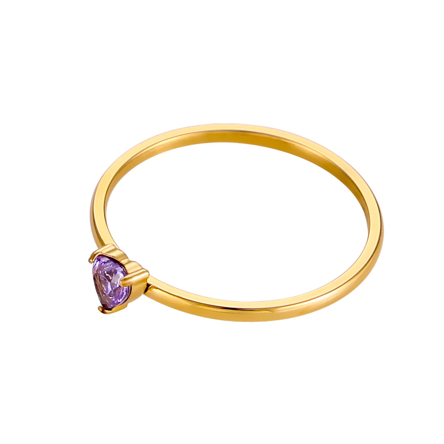 12-color Birthday Stone Birthday Stone Peach Heart Zircon Ring