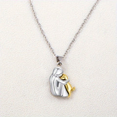 Fashion Little Girl And Dog Hug Necklace