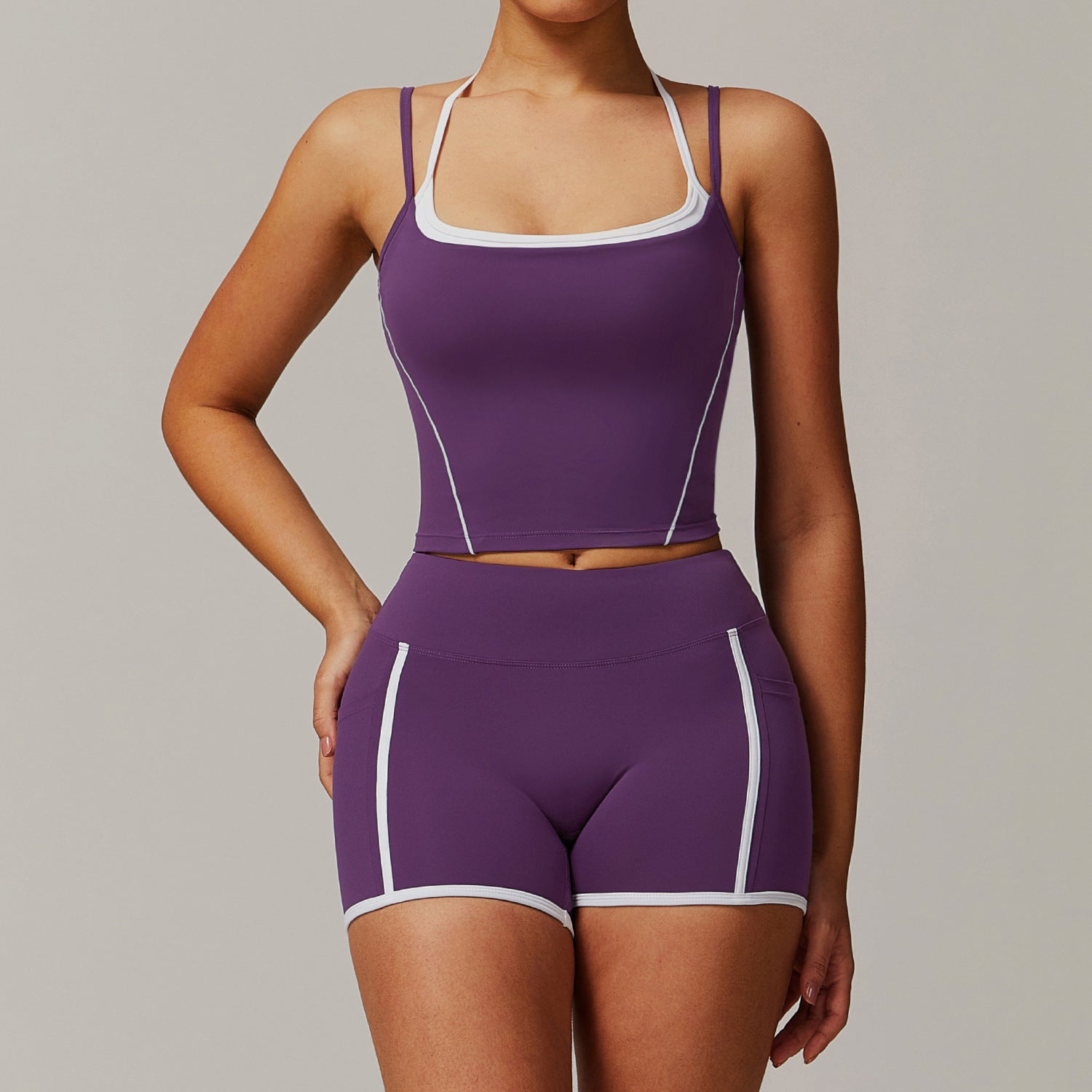 Casual All-match Fitness Fake Two-piece Halter Beauty Back Yoga Suit