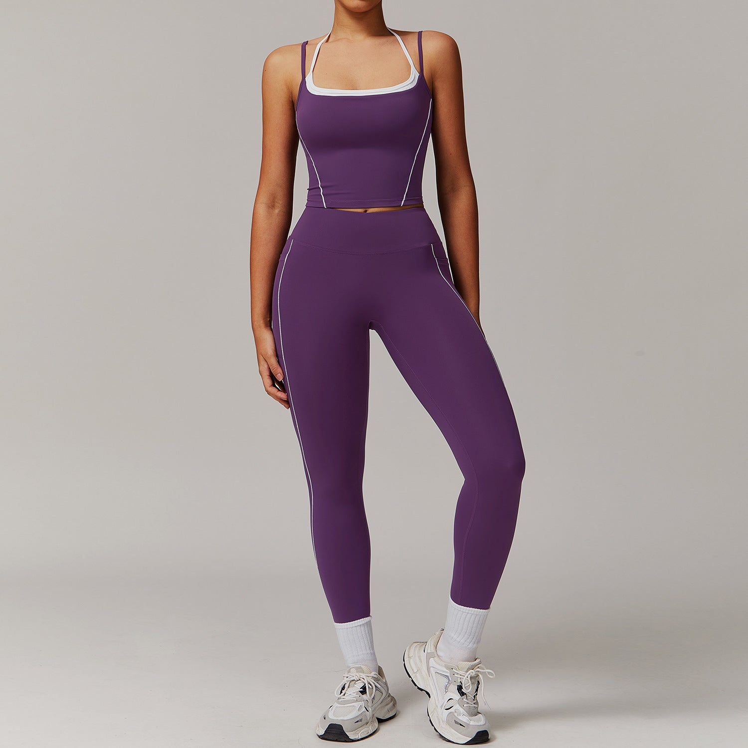 Casual All-match Fitness Fake Two-piece Halter Beauty Back Yoga Suit