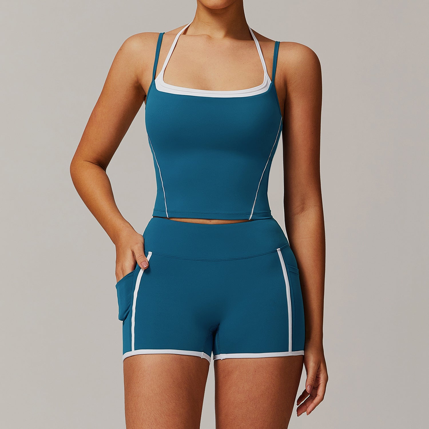 Casual All-match Fitness Fake Two-piece Halter Beauty Back Yoga Suit