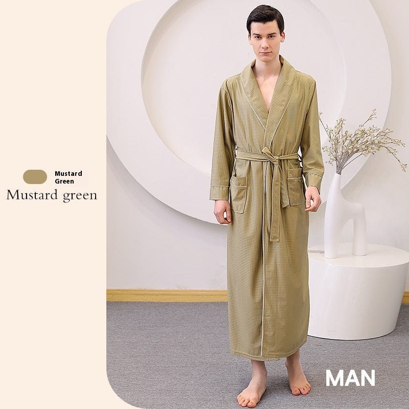 Thin Satin Bathrobe Water-absorbing Quick-drying Couple Nightgown