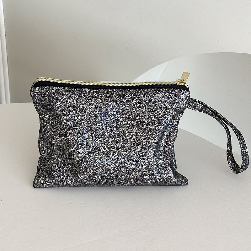 High-grade Bronzing Hand Carrying Cosmetic Bag Pencil Case Waterproof Wash Bag